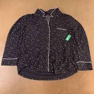 Gap Body Women's Size XL Black Star Printed Long Sleeve‎ Modal Pajama Shirt NWT
